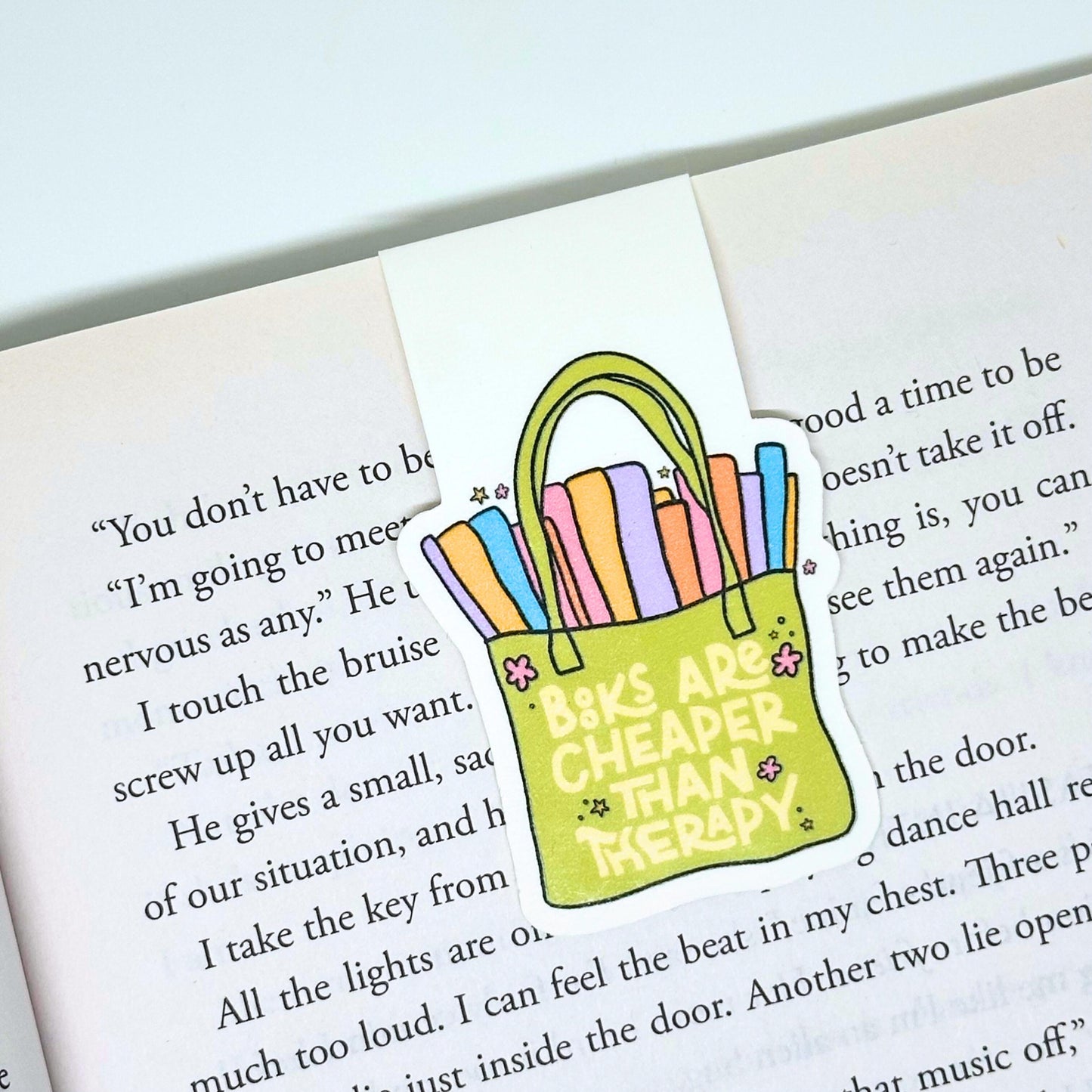 Books Are Cheaper Than Therapy Magnetic Bookmark Double Sided Reading Gifts Book Lovers