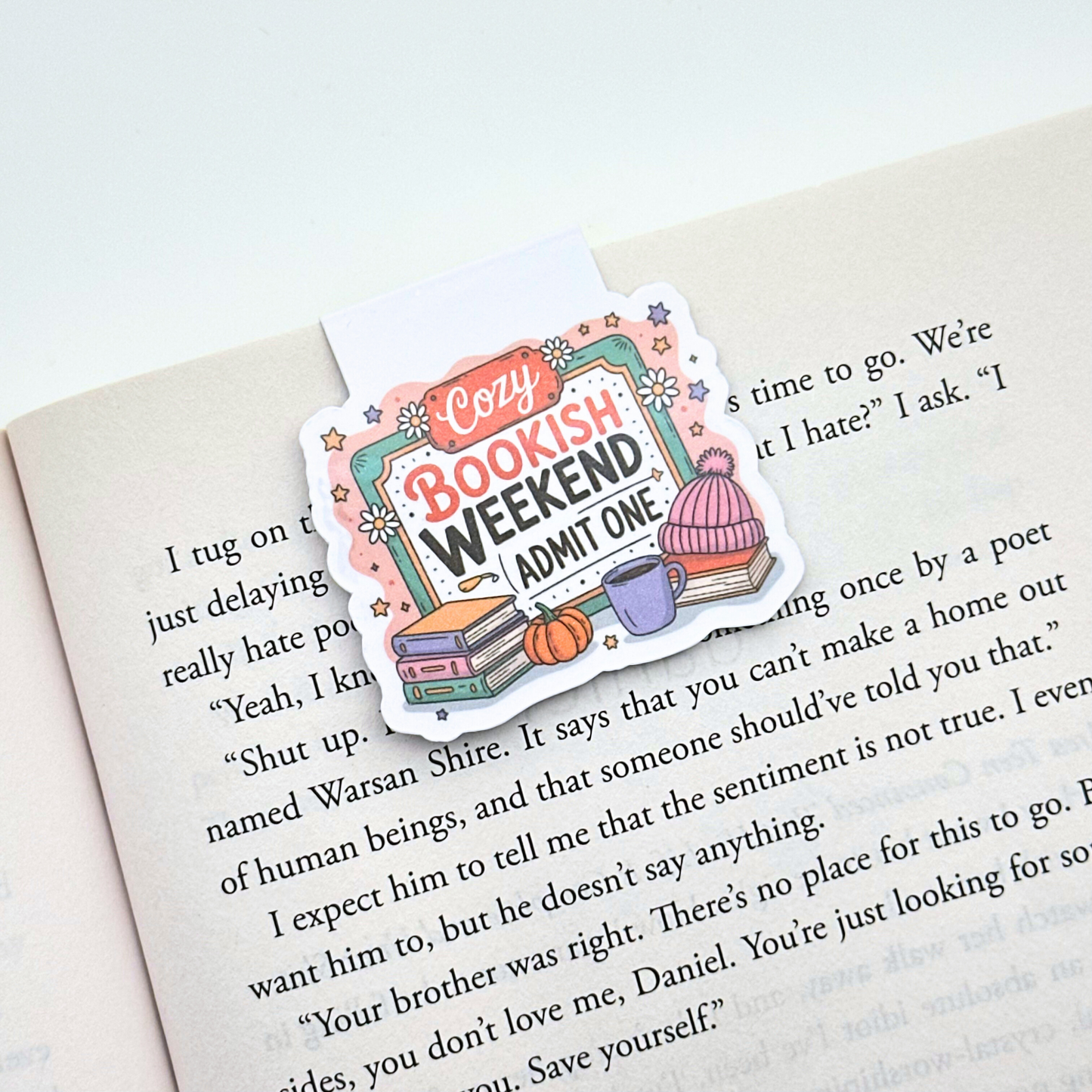 Cozy Bookish Weekend Ticket Magnetic Bookmark
