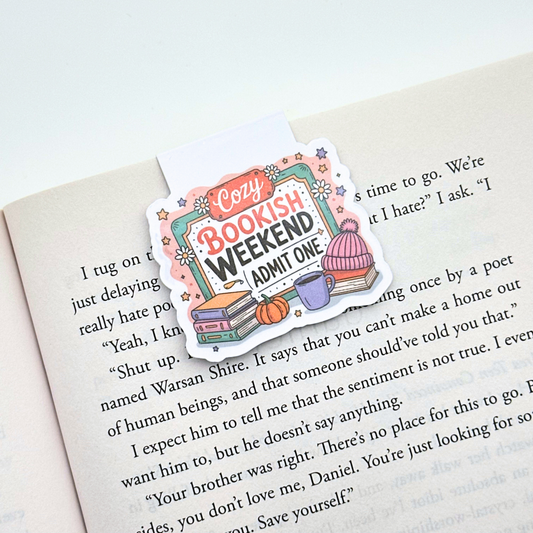 Cozy Bookish Weekend Ticket Magnetic Bookmark