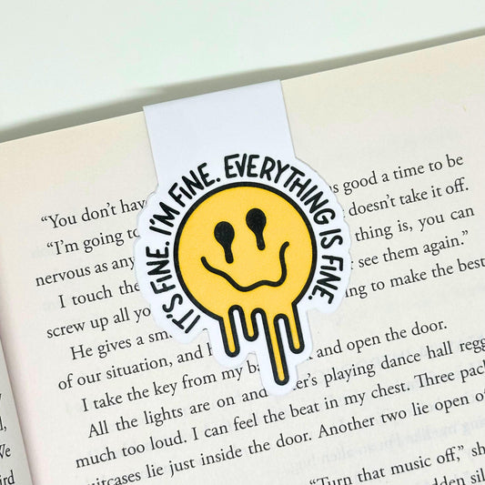 Everything is Fine Magnetic Bookmark Double Sided Reading Gifts Book Lovers