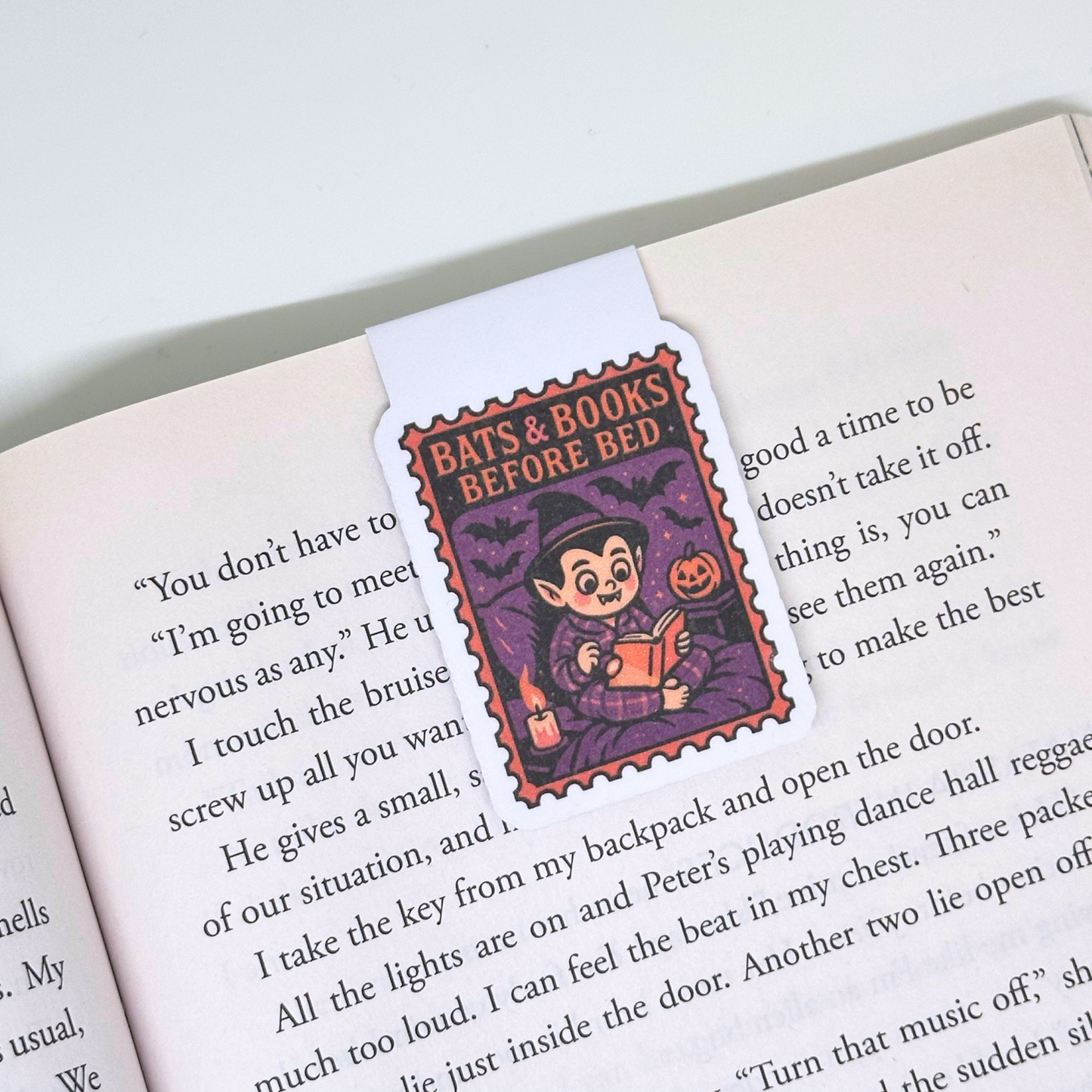 Bats and Books Before Bed Magnetic Bookmark