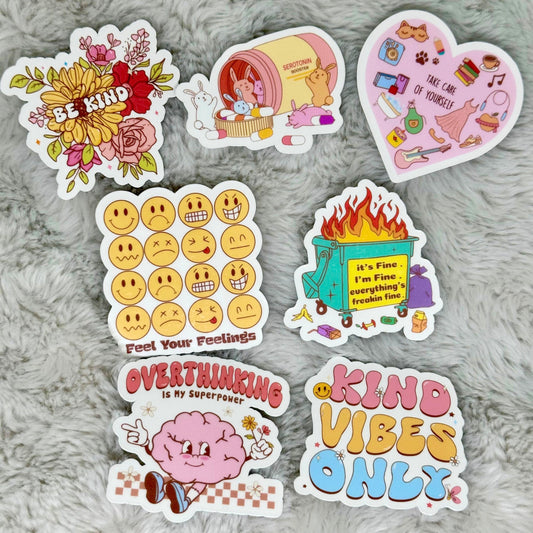 Kind Vibes Only Mental Health Sticker Pack