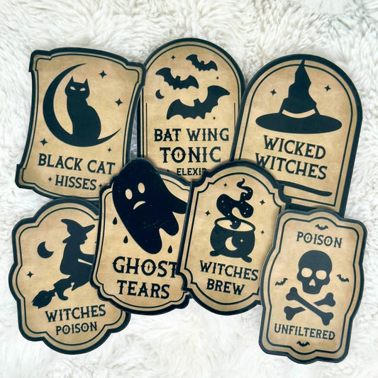 Witchy Bottle Labels Halloween Sticker Pack
