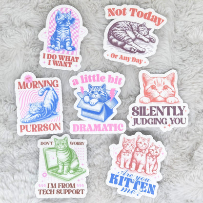 Funny Antisocial Sarcastic Cat Sticker Pack