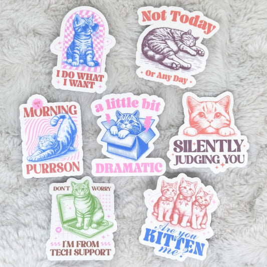 Funny Antisocial Sarcastic Cat Sticker Pack