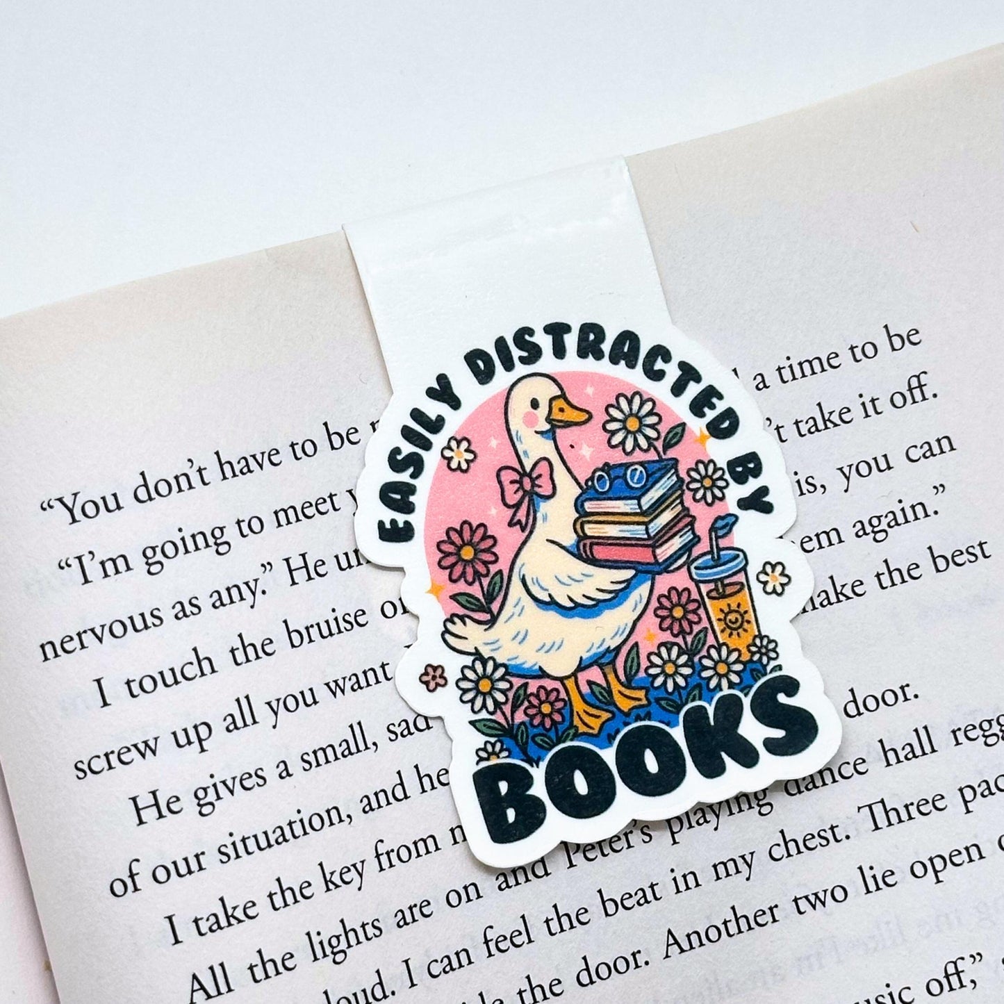 Easily Distracted By Books Goose Magnetic Bookmark Double Sided Reading Gifts Book Lovers