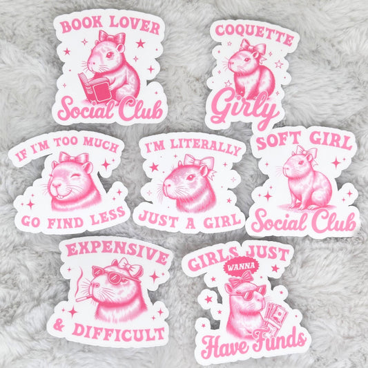 Capybara Just A Girl Coquette Sticker Pack