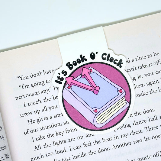 It's Book O' Clock Magnetic Bookmark Double Sided Reading Gifts Book Lovers