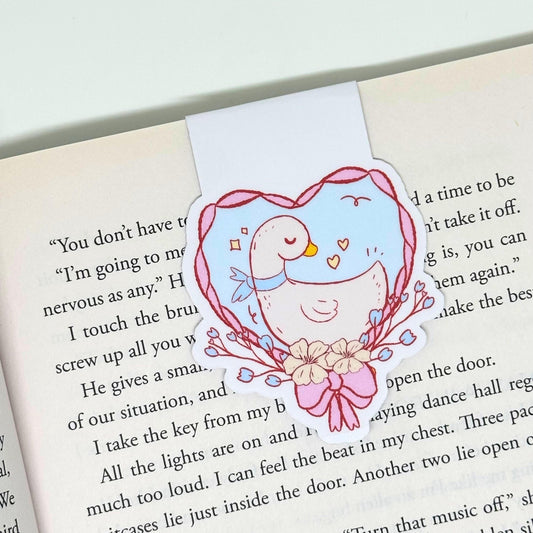 Heart Silly Goose Coquette Blue Magnetic Bookmark Double Sided Reading Gifts Book Lovers