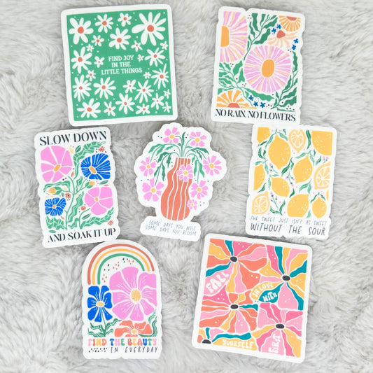 Boho Find Joy Mental Health Sticker Pack