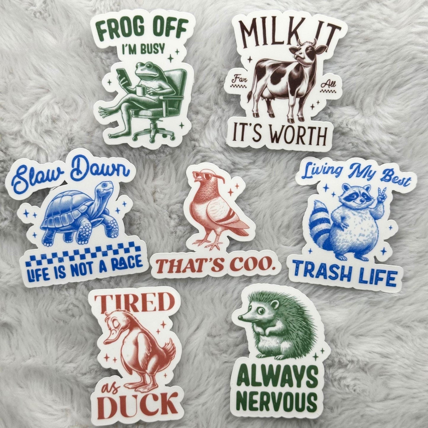 Funny Animal Attitude Puns Sticker Pack