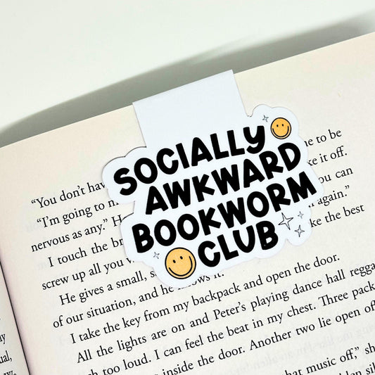 Socially Awkward Bookworm Club Magnetic Bookmark Double Sided Reading Gifts Book Lovers