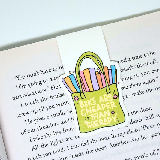 Books Are Cheaper Than Therapy Magnetic Bookmark Double Sided Reading Gifts Book Lovers