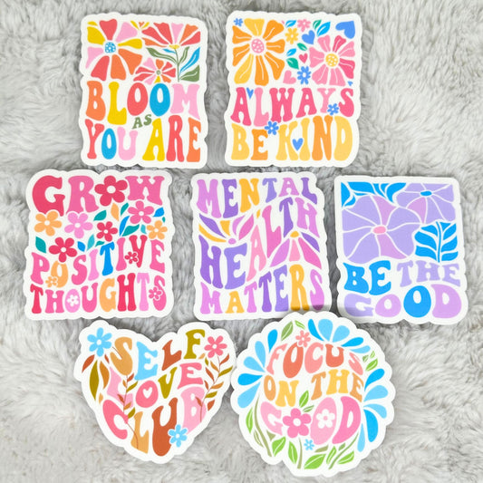 Boho Positivity Mental Health Sticker Pack