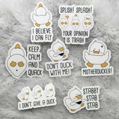Funny Aggressive Duck Puns Sticker Pack