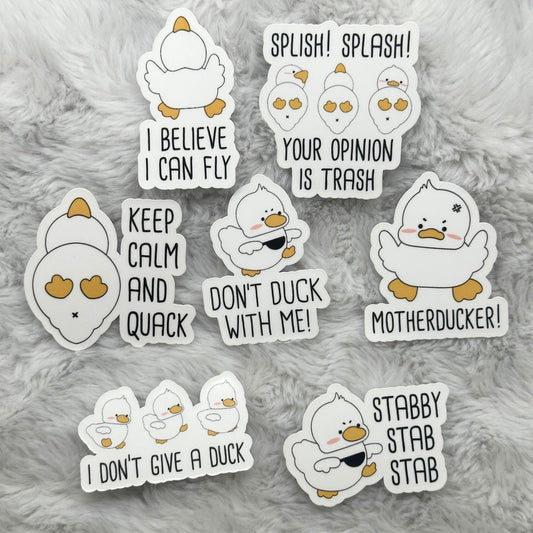 Funny Aggressive Duck Puns Sticker Pack