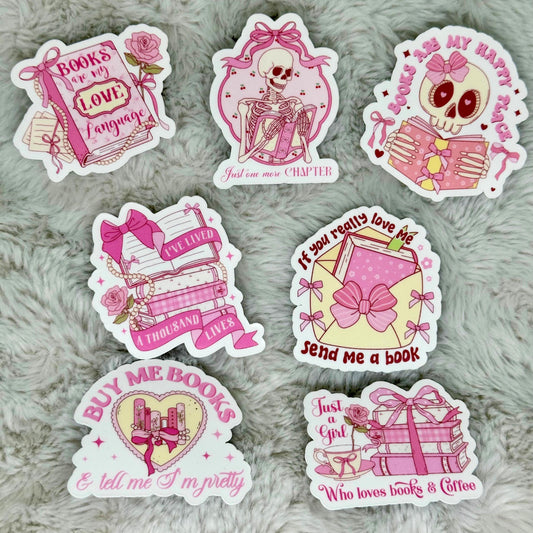 Book Lover Skeleton Coquette Sticker Pack